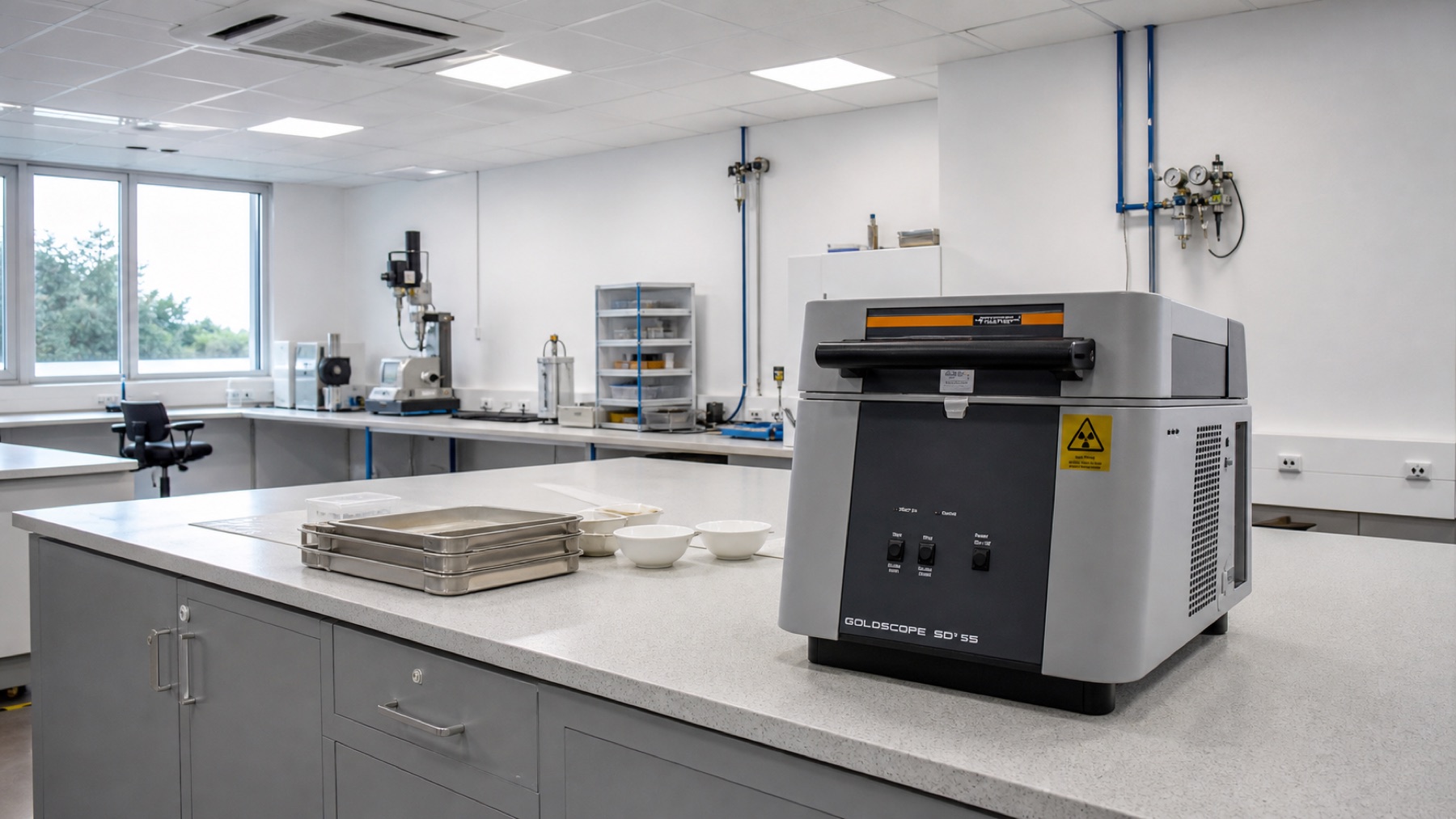 Engineering visualization of a fully equipped gold analysis laboratory